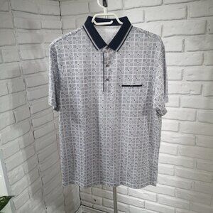 2 / $30.00 - NWOT Sergio Louis Men's Navy White & Red Square Pattern Polo Shirt